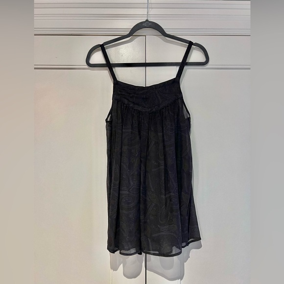 Shear Summer Top, 100% Silk, Flowy, Dark Navy Paisley Print, Size S - Picture 6 of 8